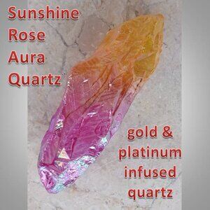 sunshine rose AURA QUARTZ crystal stone rock point CHAKRA healing GOLD 01